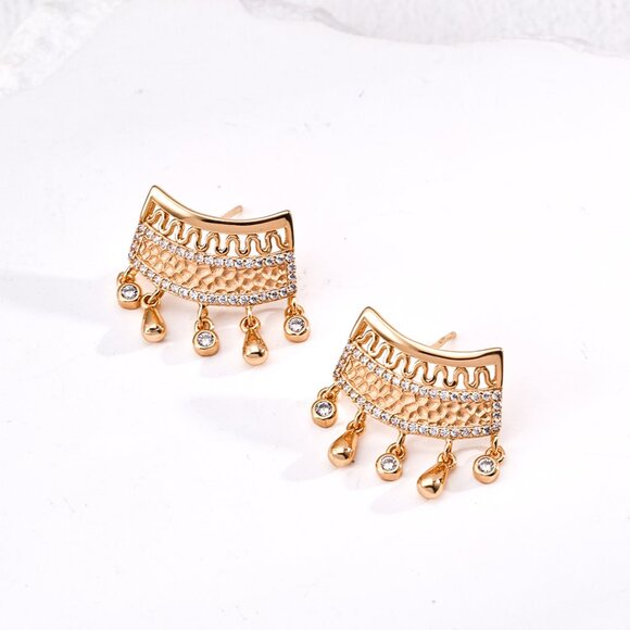 ✨ Artisan Original Pavé Crystal Chandelier Stud Earrings | S925 Gold - Picture 4 of 11